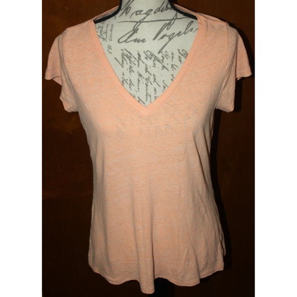 3/$15 Xhileration Women's Tee Apricot/White Sz SS L  T-Shirt - Picture 1 of 6